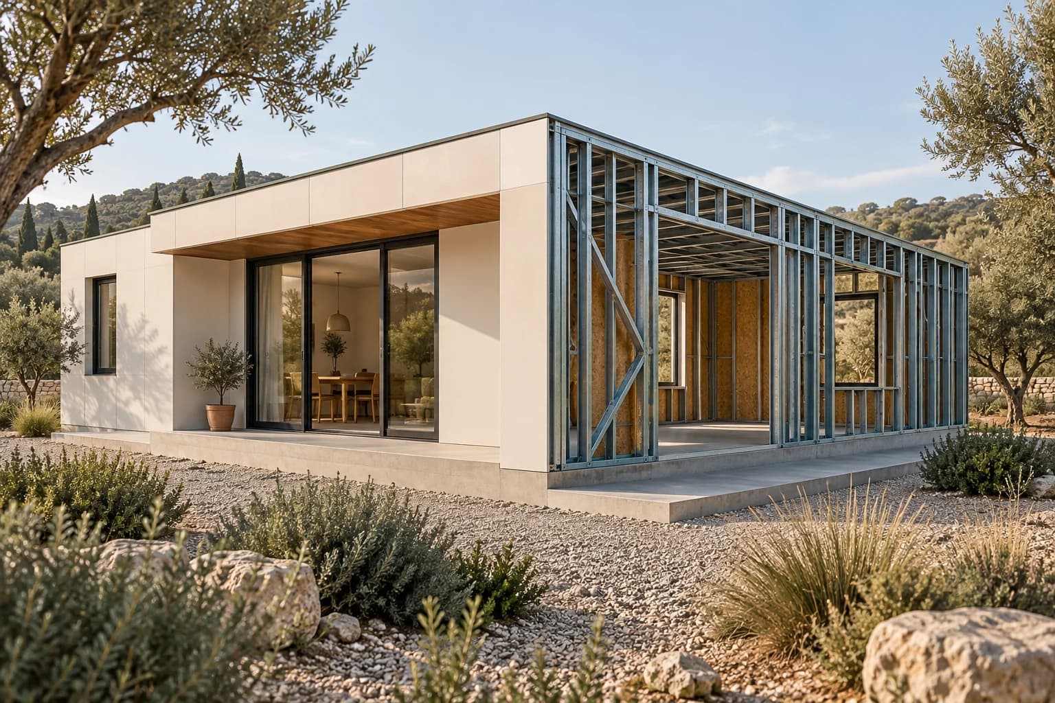 Visualización conceptual: Casas de Acero (Steel Frame)